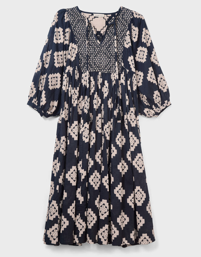 East Kaira Geometric Monochrome Midi Dress, Black (BLACK WHITE), large