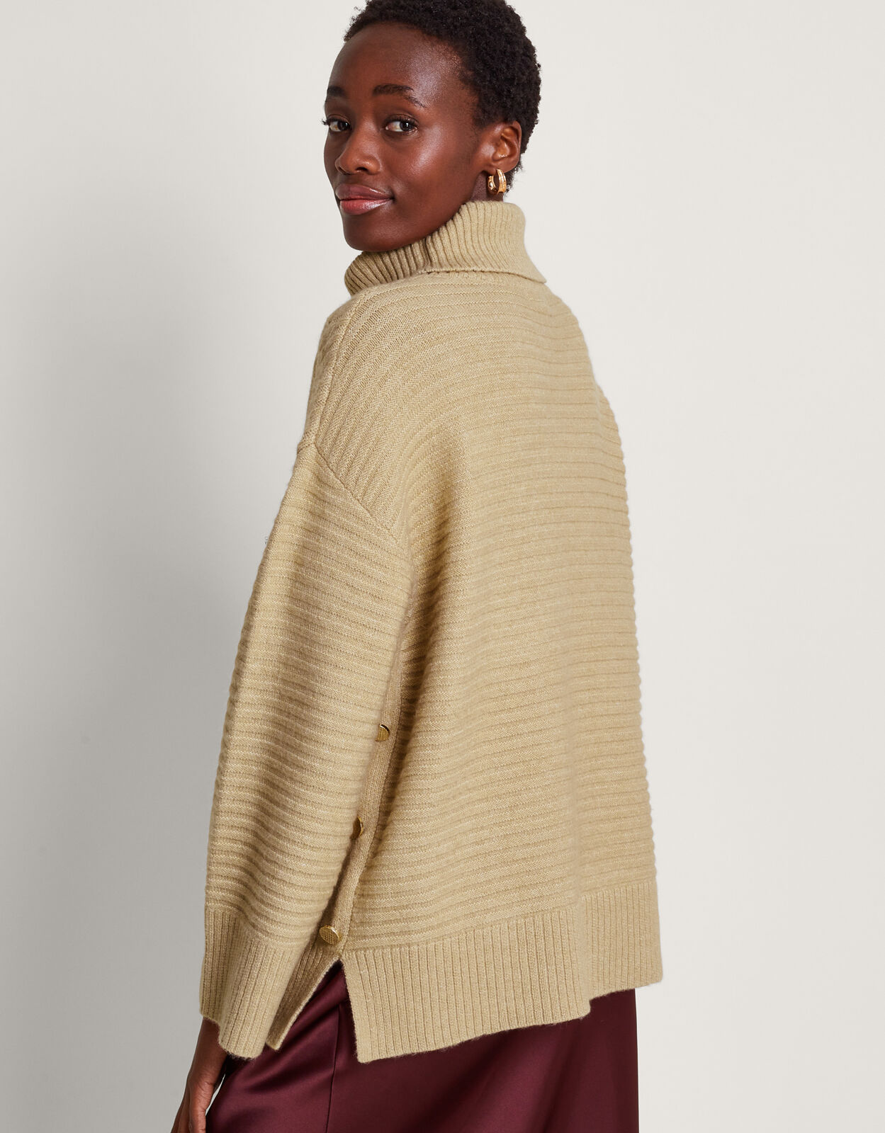 Camel coloured polo cheap neck jumper