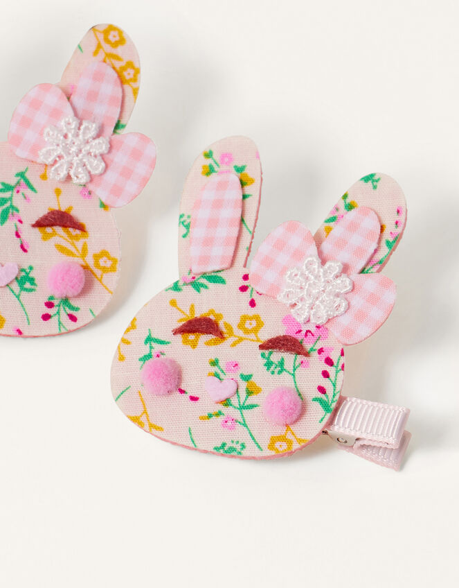 Gingham Bunny Hair Clip Twinset, , large