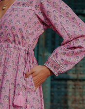 Dilli Grey Fifi Long-Sleeve Floral Midi Dress, Pink (PINK), large