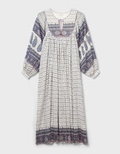 East Tilly Crinkle Cotton Midi Dress, Blue (BLUE), large