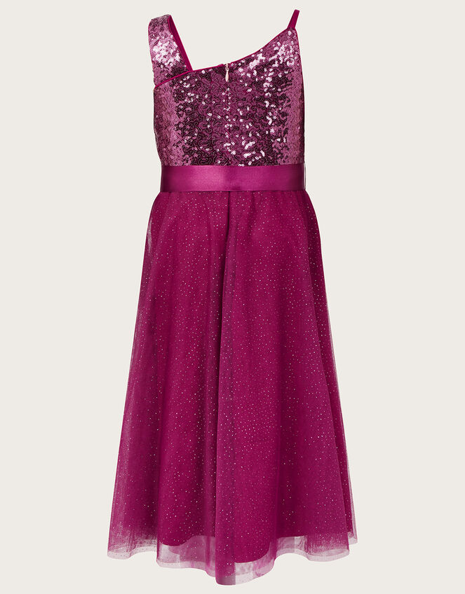 Sequin One-Shoulder Dress, Raspberry (RASPBERRY), large