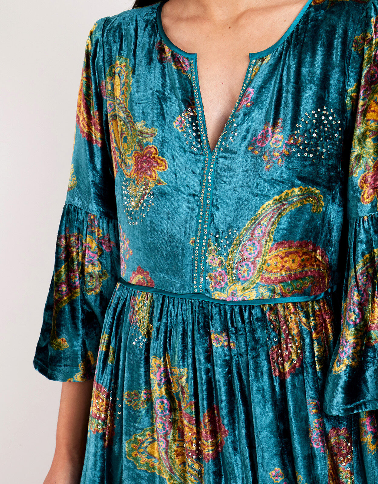 Monsoon teal velvet dress hot sale