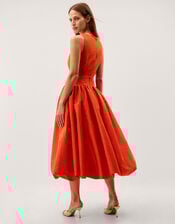 Mila Fit and Flare Midi Dress, Orange (ORANGE), large