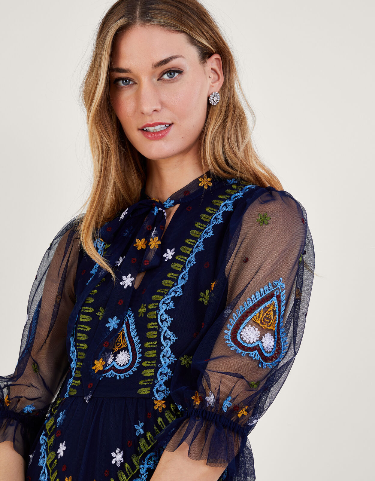 Mesh embroidered sales maxi dress