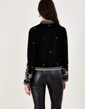 Nikki Velvet Embroidered Jacket, Black (BLACK), large