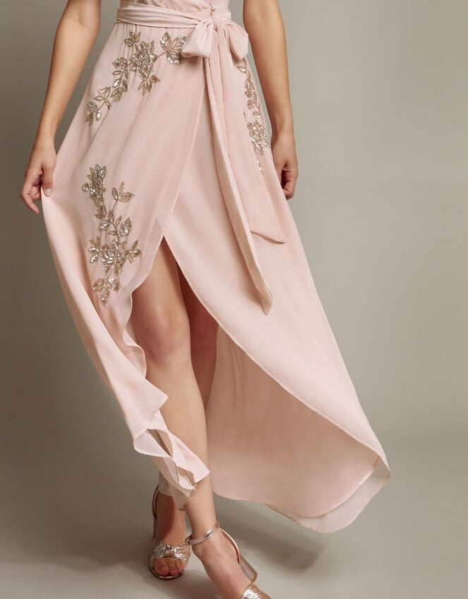 Sarah Embellished Wrap Dress , Pink (BLUSH), large