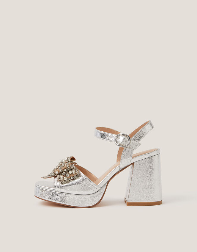 Arla Jewel Bow Platform Heels, Silver (SILVER), large