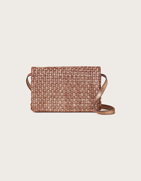Leather Woven Cross-Body Bag, , large