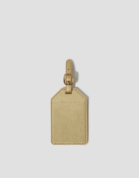 Faux Leather Luggage Tag, Gold (GOLD), large