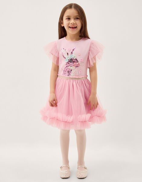 Bunny Sequin Disco Dress, Pink (PINK), large