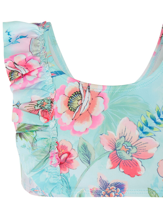 Floral Print Bikini Set, Blue (TURQUOISE), large