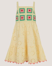 Crochet Broderie Dress, White (WHITE), large