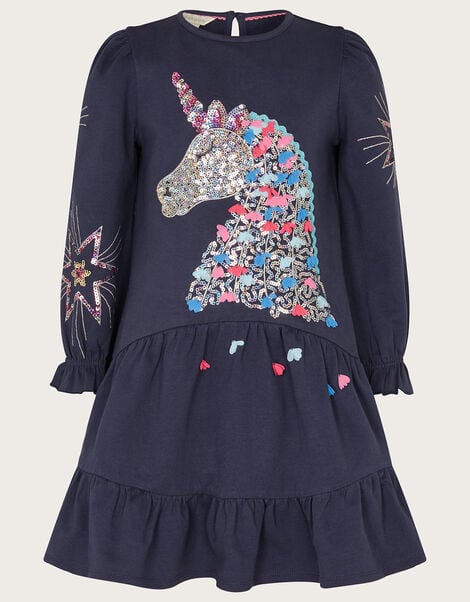 Unicorn Sweat Dress, Blue (NAVY), large