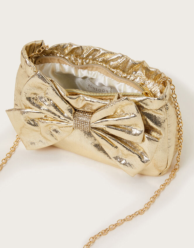 Metallic Bow Bag and Hair Clip Set, , large