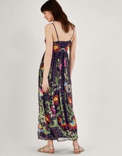 Helen Embellished Maxi Dress in Recycled Polyester, Black (BLACK), large