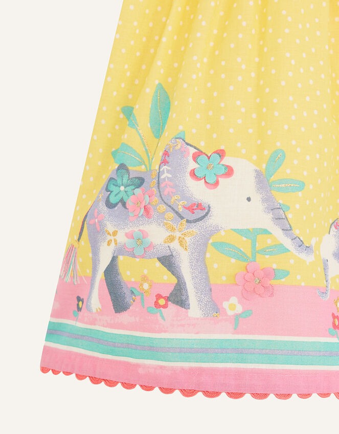Baby Animal Border Dress, Yellow (YELLOW), large