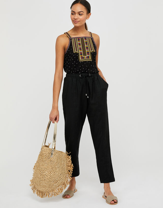 Malakai Embroidered Jersey Cami Top, Black (BLACK), large