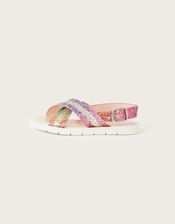 Rainbow Dazzle Criss-Cross Sandals, Multi (MULTI), large