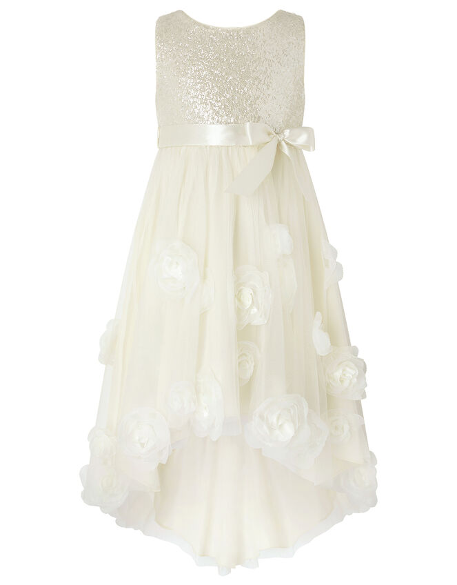 Iced Roses Sequin Occasion Dress, Gold (GOLD), large
