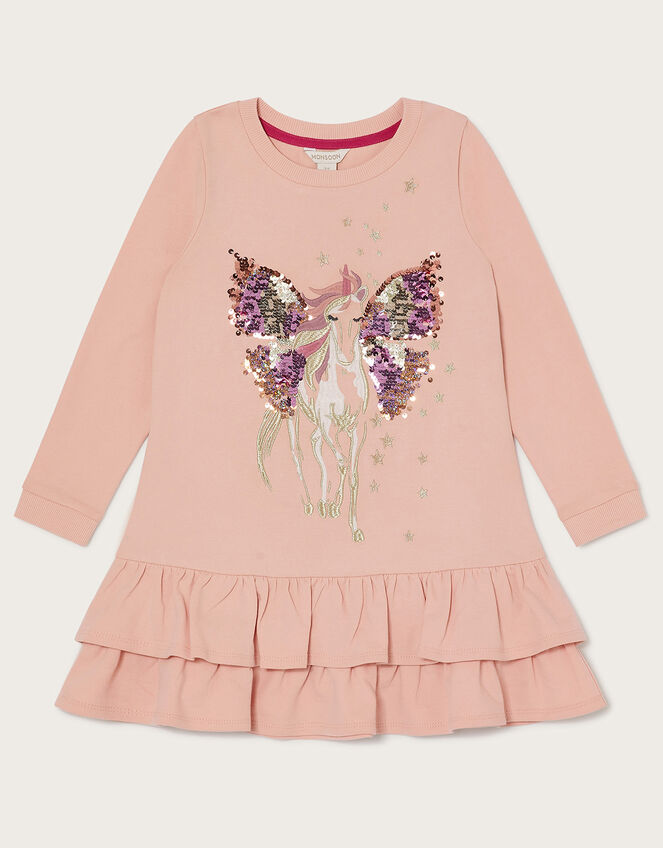 Sequin Unicorn Sweater Dress, Pink (PALE PINK), large