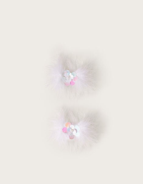 2-Pack Feather Sequin Flower Hair Clips, , large