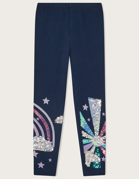 Rainbow Sequin Leggings, Blue (NAVY), large