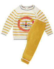 Newborn Baby Lion and Stripe Knit Set, Yellow (MUSTARD), large