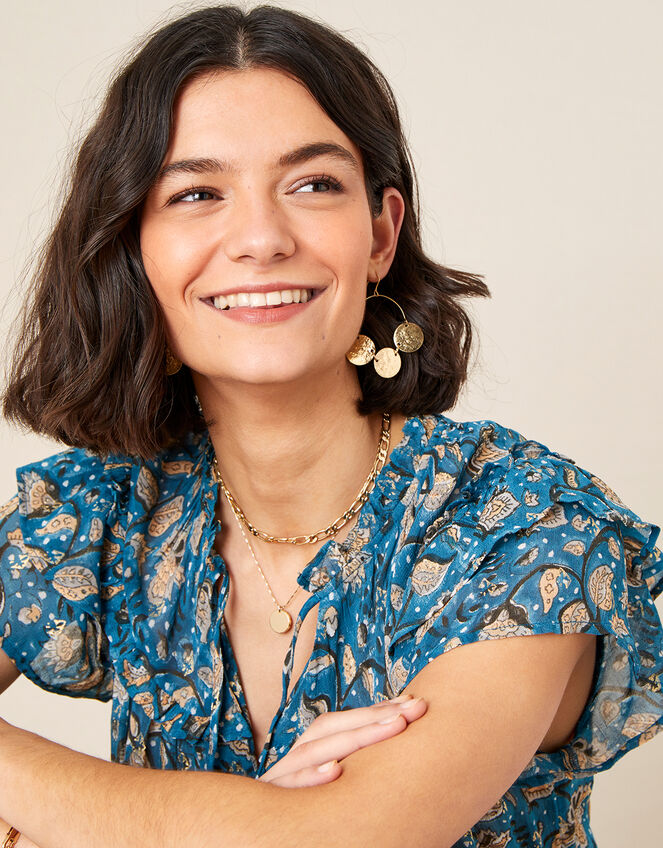 Chloe Coin Hoop Earrings , , large