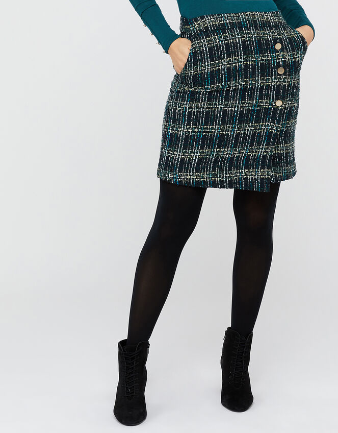 Talia Check Mini Skirt, Teal (TEAL), large