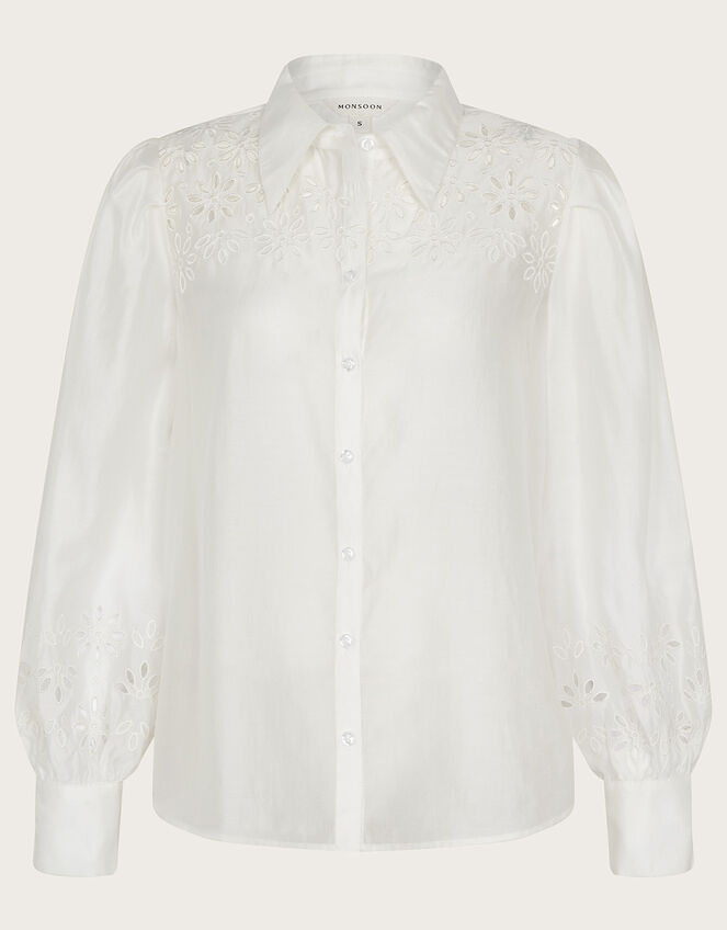 Brie Cutwork Blouse, Ivory (IVORY), large