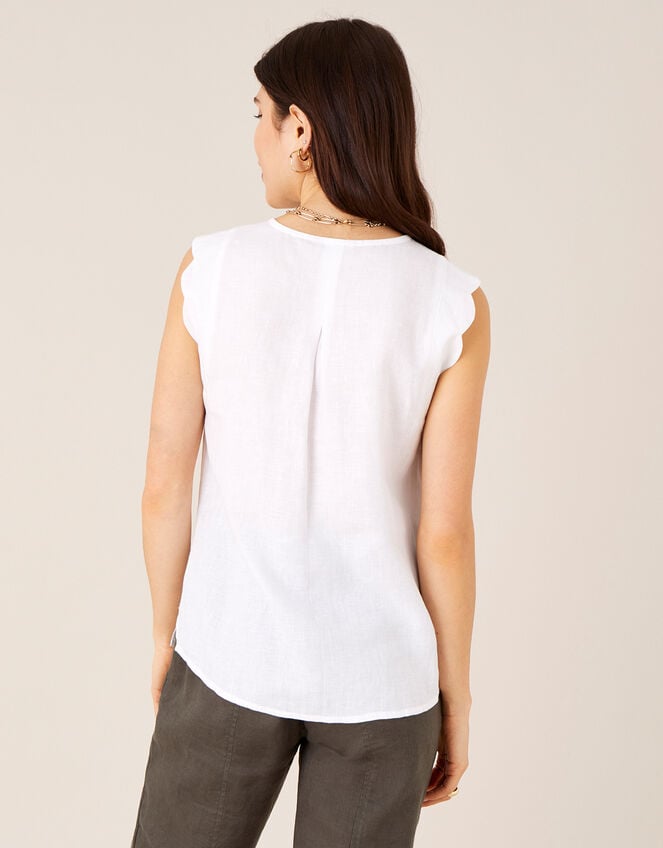 Plain Tank Top in Pure Linen, White (WHITE), large