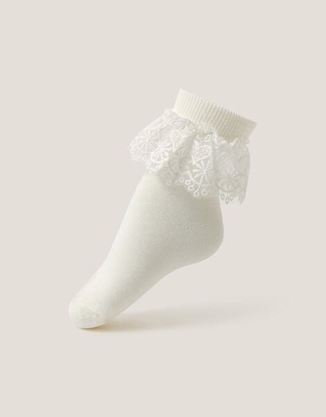 Heart Lace Socks, Ivory (IVORY), large