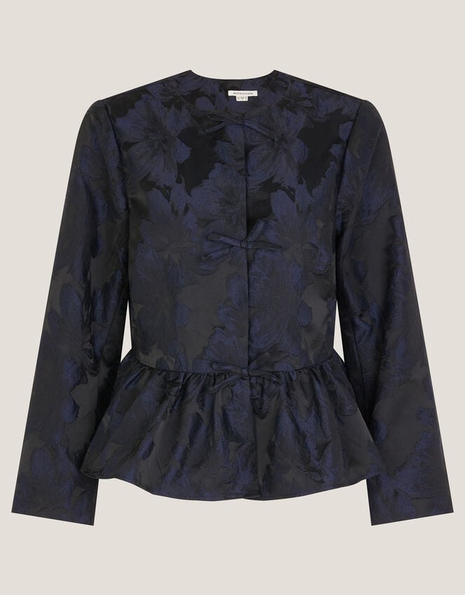 Jayda Floral Jacquard Jacket, Blue (NAVY), large