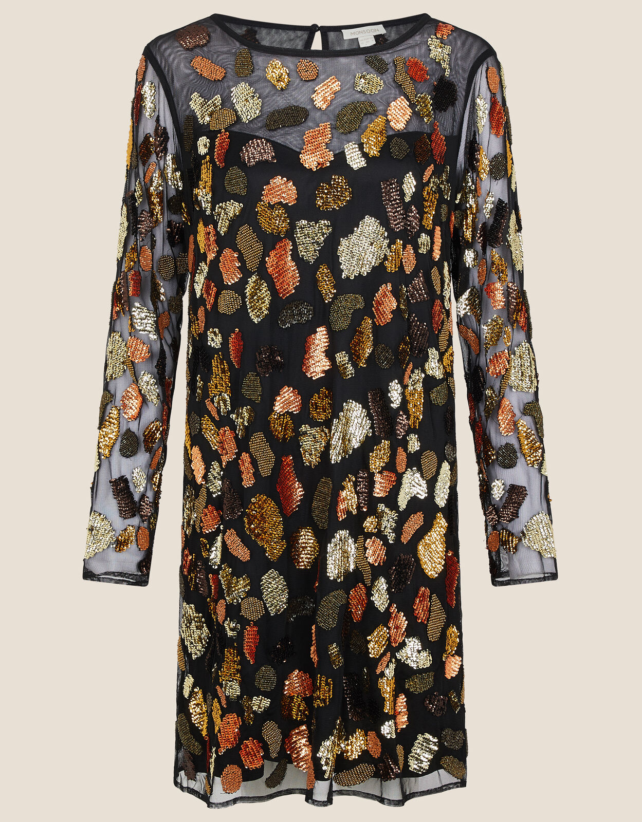 Lynette Animal Sequin Dress in Recycled Polyester Black
