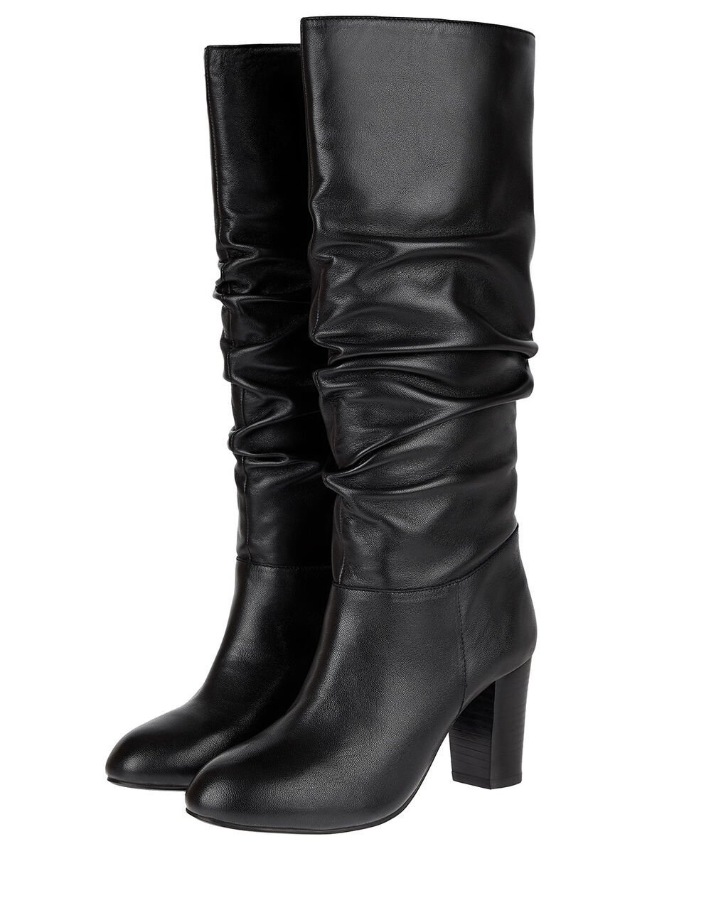 Slouch Leather Thigh Boots Black | Boots & Shoes | Monsoon Global.