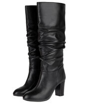 Slouch Leather Thigh Boots, Black (BLACK), large