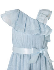 Grace Blue Aysmmetric Tiered Maxi Dress, Blue (BLUE), large