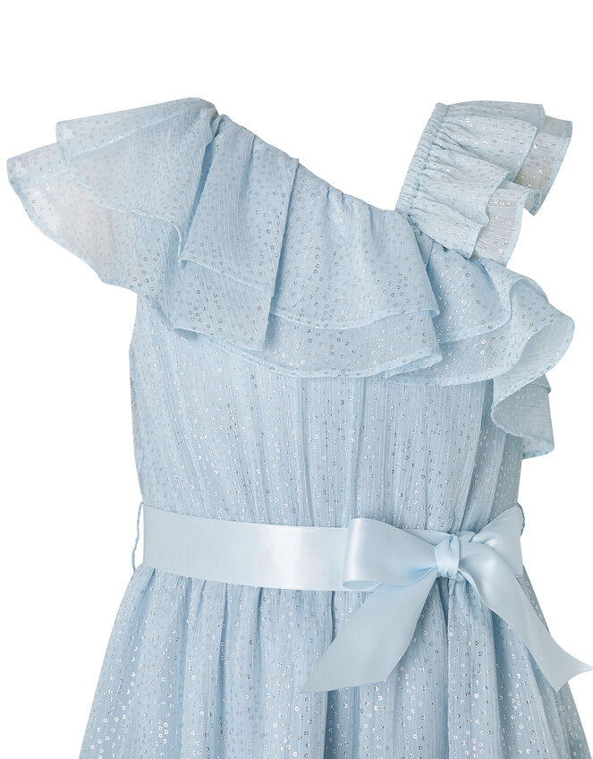 Grace Blue Aysmmetric Tiered Maxi Dress, Blue (BLUE), large