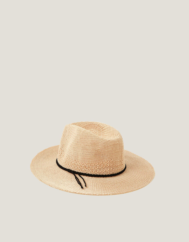 Nene Woven Fedora Sun Hat, Natural (NATURAL), large