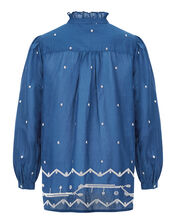 East Petra Embroidered Blouse, Blue (BLUE), large