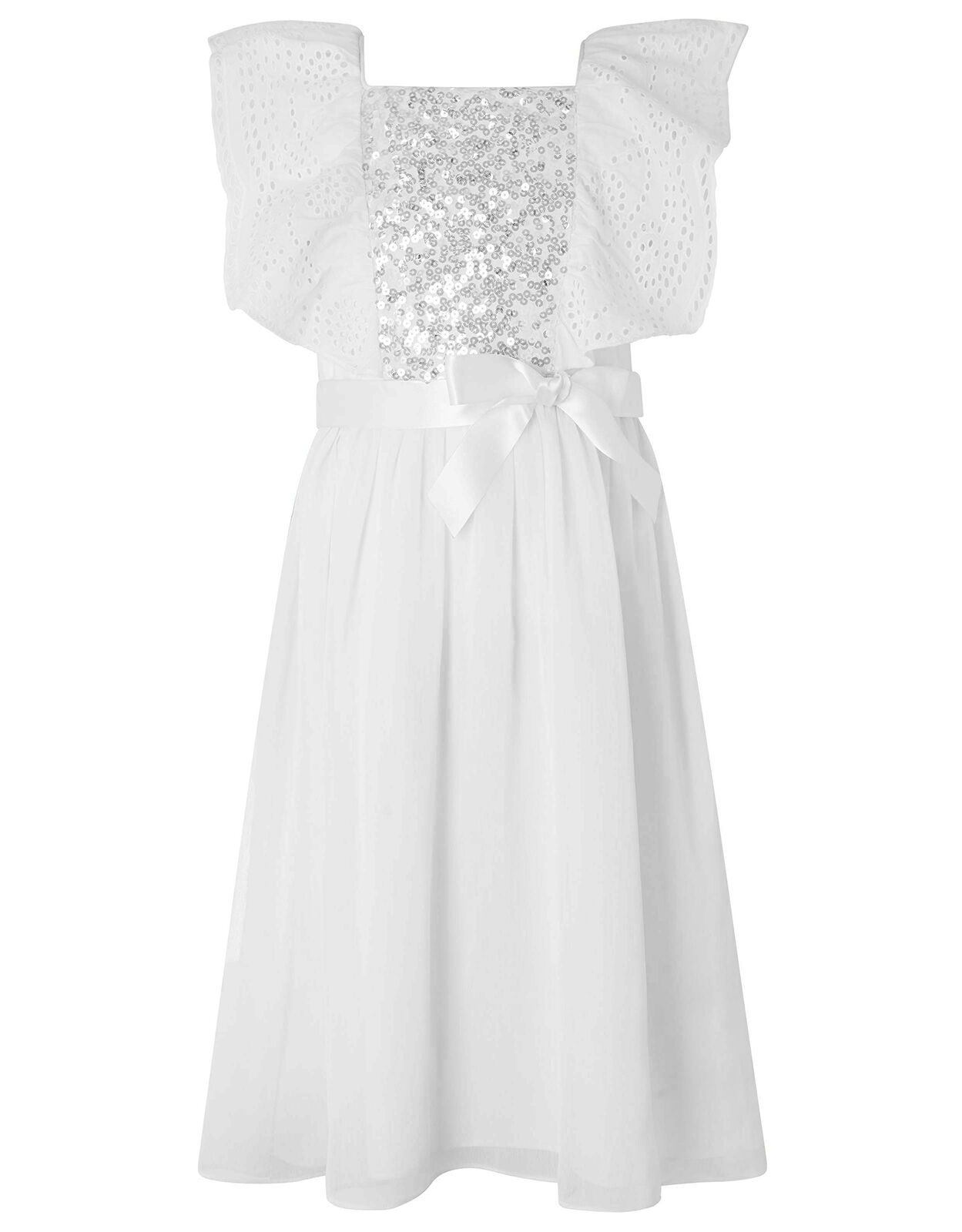 Amelia Sequin and Broderie Lace Dress Ivory Girls Dresses