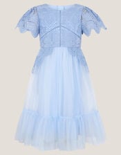 Monica Floral Lace Tulle Dress, Blue (PALE BLUE), large