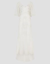 Cali Embellished Cape Sleeve Wedding Dress, Ivory (IVORY), large