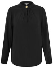 Gold Button Blouse with LENZING™ ECOVERO™, Black (BLACK), large