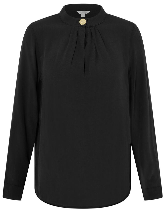 Gold Button Blouse with LENZING™ ECOVERO™, Black (BLACK), large