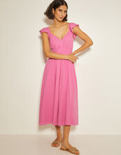 Marlee Ruffle Midi Sun Dress, Pink (PINK), large