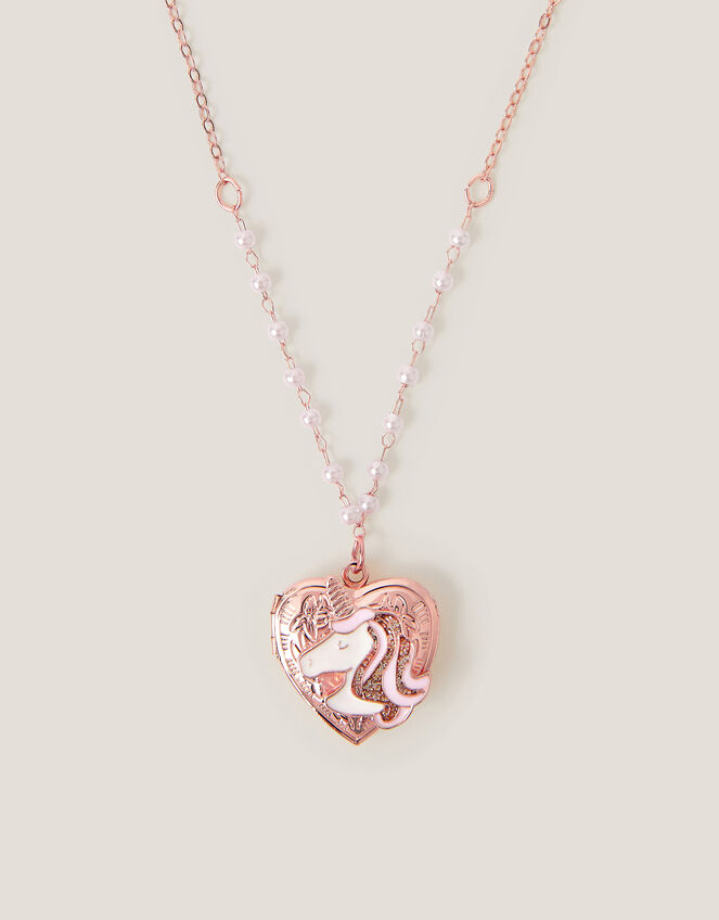 Unicorn Heart Locket Necklace, , large