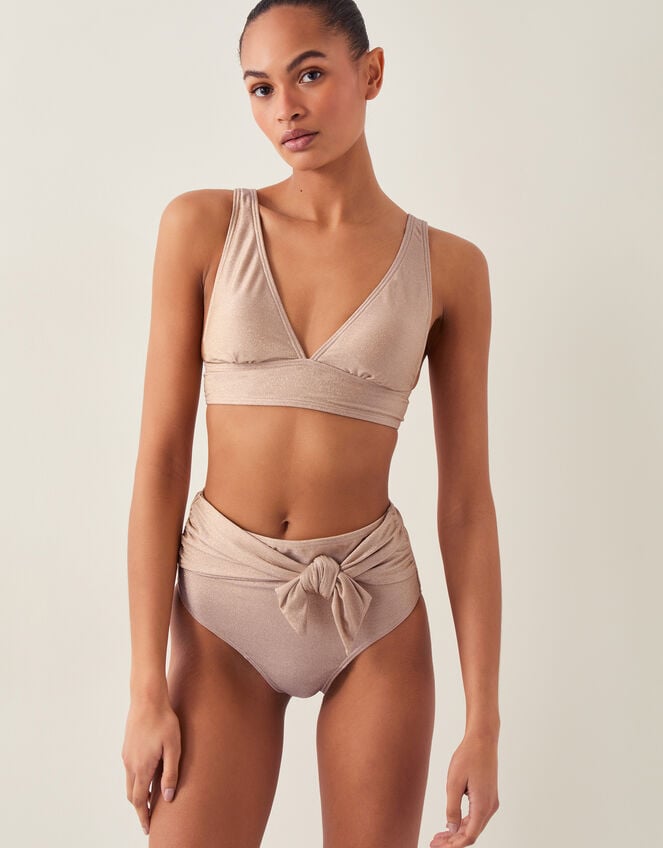 Kiki Glitter High Waist Bikini Bottom, Gold (GOLD), large