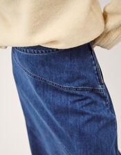 Annie Asymmetric Denim Midi Skirt, Blue (MID AUTHENTIC BLUE), large